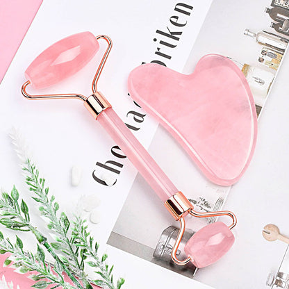 Rose Quartz Facial Roller & Gua Sha Set