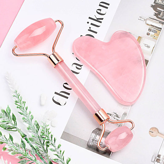 Rose Quartz Facial Roller & Gua Sha Set