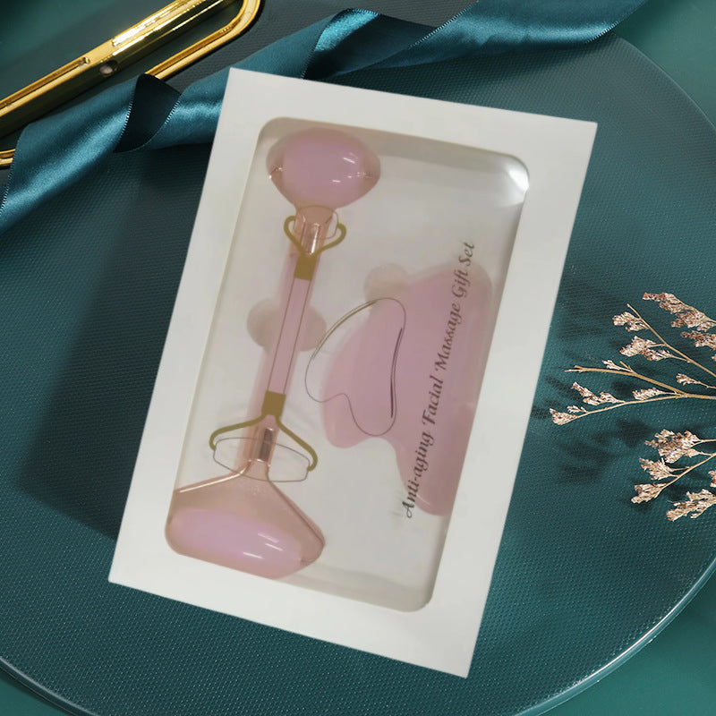 Rose Quartz Facial Roller & Gua Sha Set